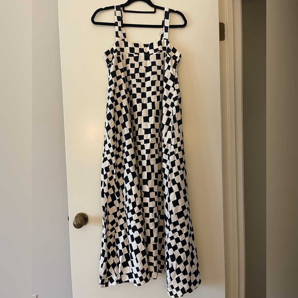 Carly Jean Black and White Checkered Maxi Dress